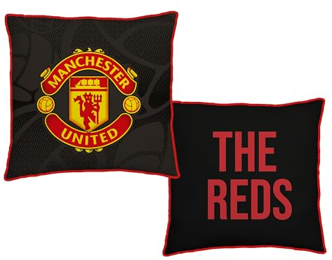 Manchester United FC Character World offizielles rotes Kissen, superweich, wendbar, 2-seitig, Fußballclub-Wappen-Design, perfekt für jedes Schlafzimmer, Sofa oder auf dem Bett, 40 x 40 cm