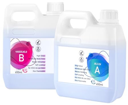 1300ml / 46oz Resine Epoxy Transparente et Durcisseur, Résine époxy Transparente, 1: 1 Ratio Revêtement en résine époxy cristalline pour Bijoux Moule Table Créations Artistiques