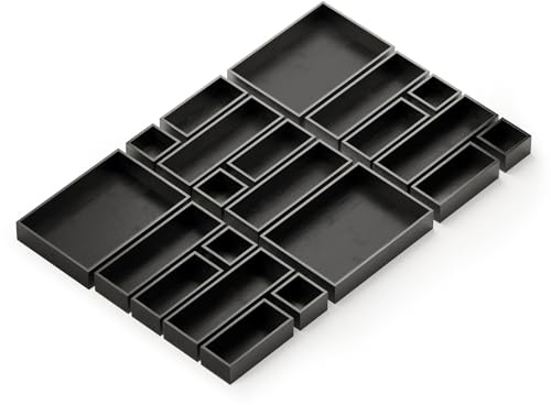 SpaceAid Set of 21 Bamboo Drawer Storage Organizer Boxes, Wooden Tray, Trash Drawer Organizers, Multi-Purpose Divider Containers for Kitchen, Bathroom, Office Desk