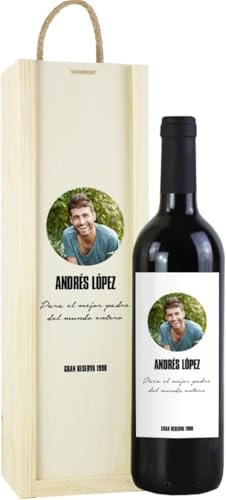 Genérico Botella de Vino Personalizada Caja Regalo Pareja Amigo Amiga Novio Novia San Valentín Cumpleaños (Tinto Rioja, 2 Botella + Caja Regalo)