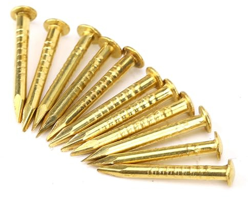 Respicefinem 100 Pieces Round Brad Brass Nails Premium Quality Furniture Hinge Hardware for Wood Home Decoration in 10mm 15mm 18mm 22mm Lengths
