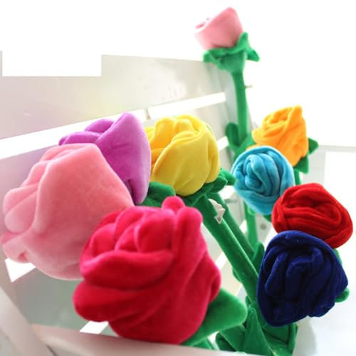 6 rose farcite, rose eterne di peluche, stelo pieghevole, bouquet di rose peluche, evento di nozze, festa della mamma, San Valentino, regalo romantico decorazione regalo, H 30 cm