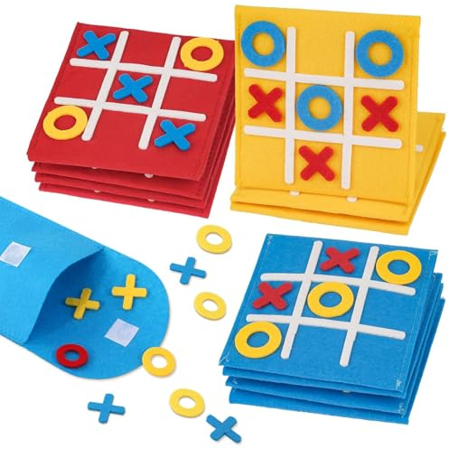 12 Stück Tic Tac Mini Spiel, Buntes Filz Tic Tac Toe Spiel – Pädagogisches Lernspielzeug für Kinder, Perfekt für Geburtstagsfeiern, Schule und Familienzeit, Spaß für alle Altersgruppen