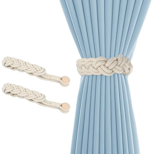 Granvoo 2 Piezas Alzapaños Magnetico para Cortinas, Abrazaderas Cortinas, Lazos de Cortina, Sujeta Cortinas, Hebilla de Cortina, Recoge Cortinas, Retenedor de Cortina, Curtain Tie Sin Taladro