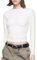 Women Crew Neck Long Sleeve Tops T Shirts Slim Fit Double Lined Crop Top Solid Color Basic Blouse Tee Tops （Pearl White