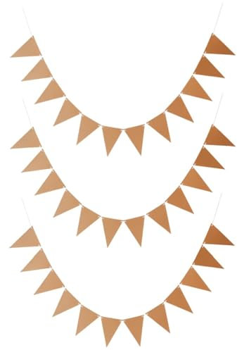 36 Piezas DIY Papel Kraft Banner Banderín Cadena Bandera Triangular Navidad Cumpleaños Boda Fiesta Decoraciones Bandera en Blanco 21 * 14cm/8.2 * 5.5in con Cuerdas para Colgar DIY Pintura Escritu