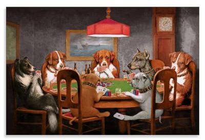 LASOQUAN Poster, Motiv: Hunde, die Poker spielen, dekoratives Gemälde, Leinwand, Wandkunst, 30 x 45 cm, moderne Familienschlafzimmer-Dekoration
