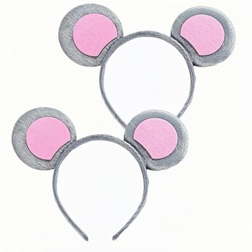 SDXCJY Mouse Ears Headband,Animal Ears Hairband For Adults Boy Girls, Headband Mouse Animal Costume Headpiece for Kids Fancy Dress Up (grey, One Size)
