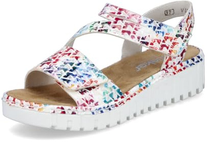 Rieker Damen Klassische Sandalen V1364, Frauen Sandalen,Sommerschuhe,Freizeitschuhe,offene Schuhe,Strandschuhe,Multi (90),36 EU / 3.5 UK