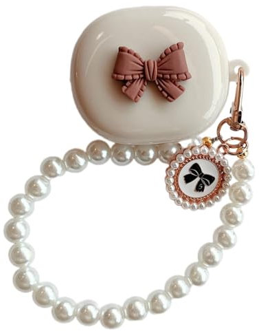 PIQIUZC Custodia per auricolari compatibile con XiaoMi Redmi Buds 4 Lite, design carino con fiocco con braccialetto di perle luccicanti, per Redmi Buds 4 Lite