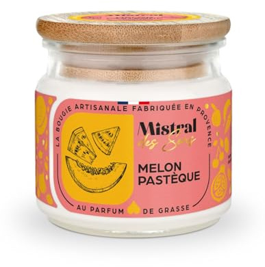 Mistral des Sens Duftkerze, handgefertigt, Melone, Wassermelone, 40 Stunden, 150 ml