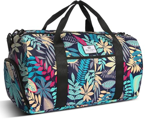 HUA ANGEL 30L Sporttasche Damen mit Nassfach & Schuhfach – Handgepäck | Wasserdichte Weekender Reisetasche Faltbare Badetasche mit Kofferaufsteckgurt für Flugzeug Gym Trainings Schwimmbad