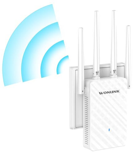 WONLINK Répéteur WiFi Puissant NE3503, Amplificateur WiFi AC1200,Répétiteur WiFi Compatible avec Les Box Internet,Double Bande WiFi Extender Couverture Jusqu'à 120㎡,Configuration WPS en Un Clic