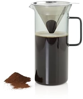 AdHoc Impact Pour Over Coffee Maker with 1L Glass Container, Reuseable Stainless Steel Filter Double Layered, Coffee Brewer, Barista Tool