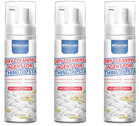 3 Bottles Dry Spot Remover For Clothes,Dry Foam Stain Removing Cleaning Fluid Agent,- Powerful Stain Remover Clothes,Agent for Clothing Oil Stain(200ml*3)