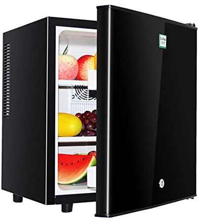 hxoity 40L Mini Fridge Table Top Drinks Refrigerator With Cooling And Heat Function LED Light + Lock And Key Freestanding Under Counter Larder For Hotels, Bedrooms Low Energy A+(Real door)