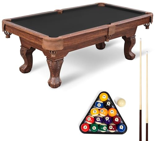 EastPoint Masterton 2.0 Pool Table - 87 in Bar-Size, Black, Complete Set - Even Play with Built-in Levelers on Game Table - Pro-Grade Bumpers for Bounce in Billiards - Kit for Pool Games