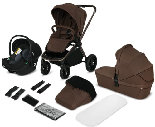 LIONELO MIKA PLUS 3in1 Passeggino Trio per neonati e bambini 0-48 mesi fino a 22kg Navicella fino a 9kg Seggiolino auto Ovetto fino a 13kg, Schienale regolabile, Sospensioni, Ruote 360° Cappottina XXL
