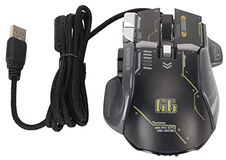 WINH Souris de Jeu Filaire, 6e Vitesse DPI 12800 DPI Gaming Mouse Micro Mécanical Switch 10 Macro Boutons Programmables pour la Maison (Black)