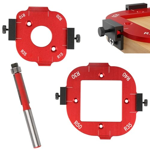 Router Jig and Template Set for Woodworking – Aluminum Alloy Corner Radius Guide R10/R15/R20/R25/R30/R35/R40/R50 – Precision Router Templates for Furniture, Cabinets, and DIY Carpentry Projects