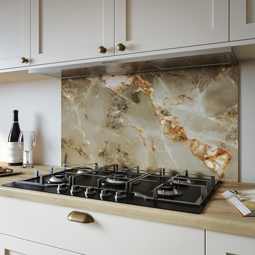 Aurora Gold Kitchen Splashback Panel, Heat Resistant Aluminium Splashback, Modern Kitchen Wall Protector, Easy Clean, Easy Installtion 900x800mm