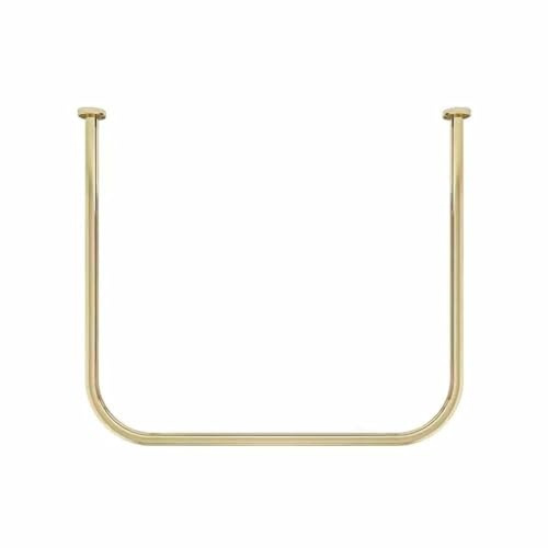 Tringle à rideau de douche d'angle réglable en forme de U - Doré - 100,1 cm - Parfaite pour baignoire - Solution élégante pour étagère à anneaux
