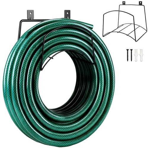 TIGREZ Large Garden Hose Wall Bracket Hanger - Steel Holder with Fittings | Hose Pipe Wall Mount, Hosepipe Holder, Garden Hose Hanger, Holds 20lb, Fits Hoses Up to 50ft, Weather Resistant Steel