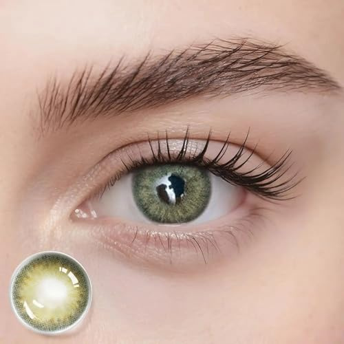 Freshlens Grüne Kontaktlinsen ohne Stärke – Grün Gold Farbige Jahreslinsen mit Irisrand – Green Eyes Effekt mit goldenen Reflexen – 14.0 mm – Intuition Green