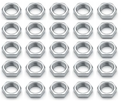25 Dadi M10x1 Esagonali in Acciaio Tornito – Altezza 4mm Larghezza 13mm – Dado Filettato per Barre Filettate M10x1 – Ricambi per Lampadari, Lampade, Portalampade e Restauro Illuminazione