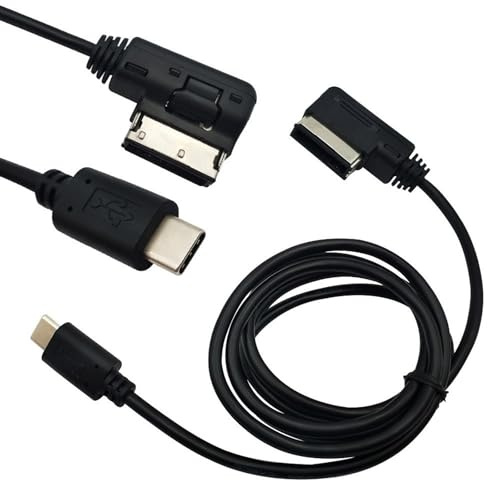 AMI MDI to USB-C Car Charging Cable, Only Charging No Audio Data Transfer, Compatible with VW Magotan, Audi A4L A6L Q5 Q7 A8 Series, for USB-C Phones, Tablets, Laptops (2PCS)