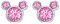 findout Damen Sterling Silber Kubikzircon Amethyst weiß rosa Kristall Mickey Mouse Ohrringe, für Mädchen Kinder. (f1758) (pink)