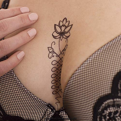 2 x 11-teiliges Unalome Tattoo Set - 22 Buddhistische Symbole - Henna - Body Tattoo (2)