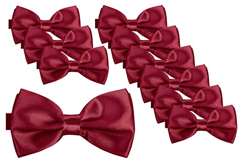 BomGuard Herren Fliege 10 er Set Pack,10 Stück,bordeaux-rot