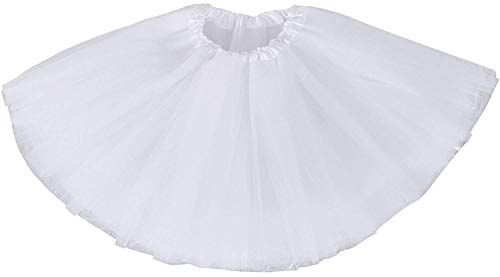 Ksnnrsng Gonna Tutu Donna Classico Elastico 3 Strati Tutu Gonna in Tulle per Vestito Festa Danza (Bianca)