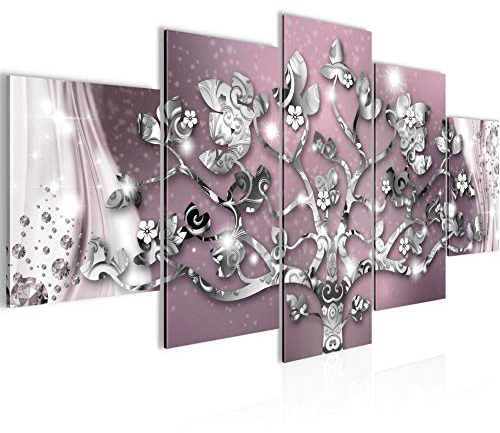 Runa Art Murali Da Parete Gustav Klimt Albero Della Vita 5 Pezzi Quadro Tela Non Tessuta Decorazione Soggiorno Astratto Rosa 022252b