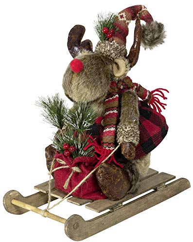Trendyshop365 Weihnachtsdeko Elch Rentier Winter-Deko (30cm auf Schlitten)