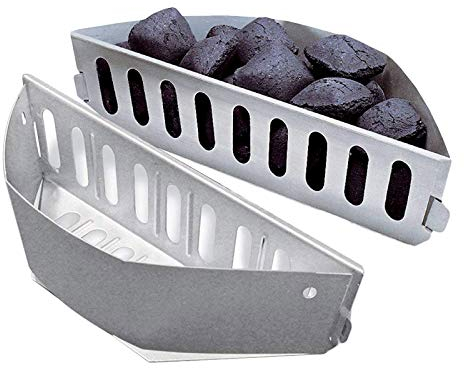WELL GRILL 7403 Char-Basket - Portacandele in legno di carbone per Weber One Touch, Master Touch e tutti gli altri 47, 57 e 67 cm, calore diretto e indiretto (set da 2)