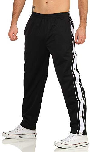 ZARMEXX Herren Trainingshose mit seitlicher Knopfleiste zum öffnen Button Up Sporthose Freizeithose Jogginghose Sportswear (schwarz, 3XL)