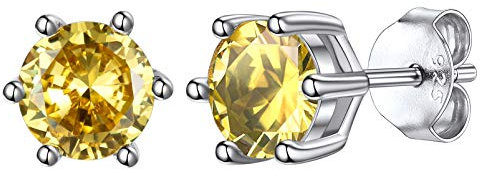 Silvora Silber Ohrring Für Frauen Rund Zirkonia Ohrstecker Silber 925 Topas Damen Elegante Solitär Ohrring