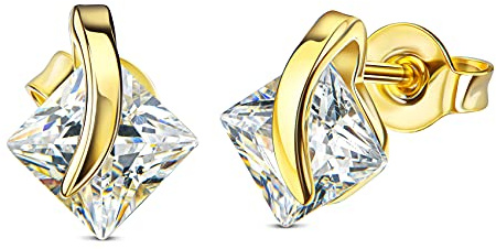 Zirkonia Stein Gold-Ohrstecker mit Gelbgold Design Ohrschmuck für Damen