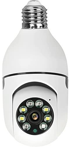 ZHIXIA 2MP Tuya Smart Life E27 Bulb Lamp Camera 1080P WIFI IP PTZ IR Night Vision Home Security Auto Tracking Video Surveillance Camera, Two Way Audio, Smart Motion Detection and Alarm