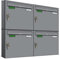 AL Briefkastensysteme Basic 4er Briefkasten RAL 9006 Weiß Aluminium Silber Edelstahl-farbig 4 Fach DIN A4 wetterfest Briefkastenanlage mit Posthaltebügel und 2 Namensschildern