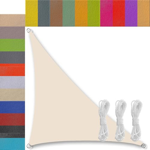 tenda ombreggiante piccola triangolare impermeabile per esterno Protezione Antivento tenda sole per esterno giardino terrazzo bordo campeggio 1.6x1.6x2.3m Bianco sporco