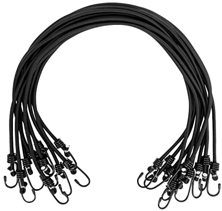 WeFine Pack of 10 Bungee Cords with Hooks Weatherproof & UV-Resistant Bungee Straps Heavy Duty Elastic Bungee Ropes for Caravan Camping RVs Trunks Luggage Racks,Black,32 inch (80CM)