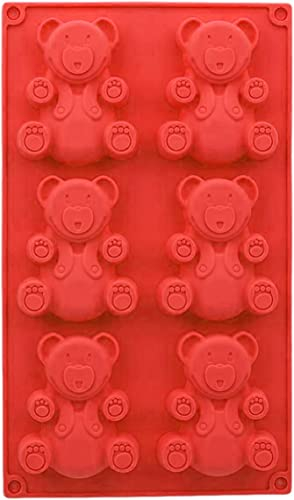 Selecto Bake Moule en silicone à 6 cavités en forme d'ours en peluche pour gâteaux, savon, glaçons, biscuits, gelée, bonbons, pudding