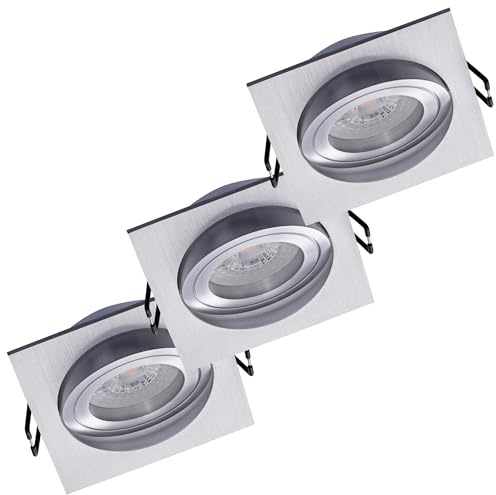 Oktaplex 3er Set Lyon Einbaustrahler LED Modul stufenlos dimmbar 5W | 3000K Warmweiß, 380lm, 230V, Einbaudurchmesser 80mm Aluminium Einbauleuchten
