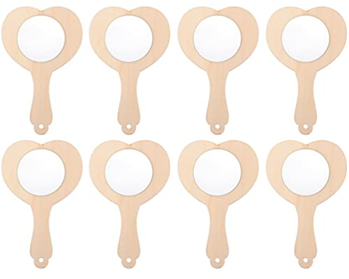 STOBOK 8 Stücke DIY Holzspiegel zum Bemalen Kinderspiegel Ross Prinzessin Spiegel Set Kleine Kinder Handspiegel Bastelmaterial Mädchen Basteln Geburtstag Ostern