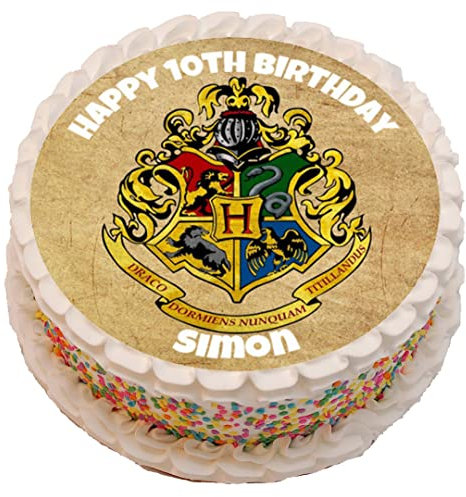 Hogwarts Themed Personalised PRECUT Cake Topper 7.5 Inch Round Edible Icing Sheet Birthday Decoration