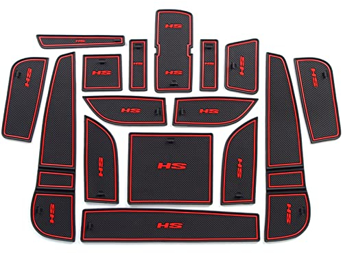 16 Pcs Car Door Slot Pad for MG HS, Interior Door Dust-Proof Non-Slip Pad Rubber Storage Mats Cup Holder Pad Interior Accessories,Red