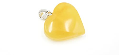 Pendentif en forme de cœur en ambre jaune avec nœud en argent sterling 925 | Collier pendentif ambre de la Baltique | Bijoux en ambre, Argent Ambre Argent, Ambre